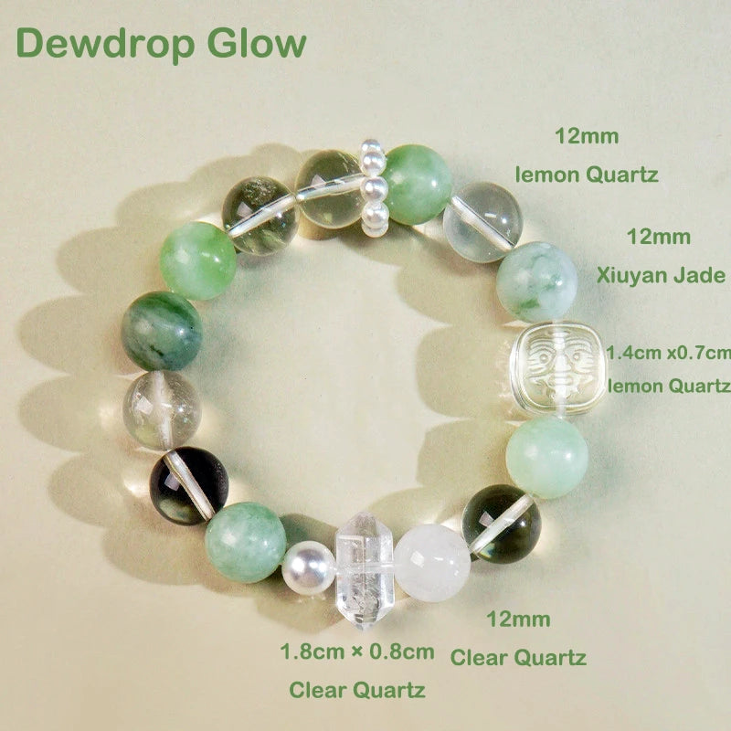 Dewdrop Glow – Serpentine & Clear Quartz Bracelet for Clarity, Renewal & Harmony