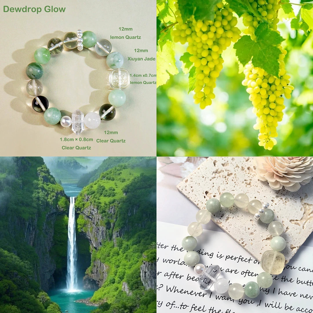 Dewdrop Glow – Serpentine & Clear Quartz Bracelet for Clarity, Renewal & Harmony