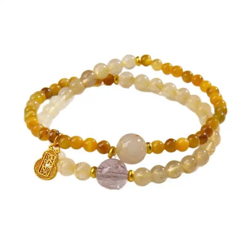 Fortune Guardian – Golden Rutilated Quartz & Tiger’s Eye Bracelet for Wealth & Protection