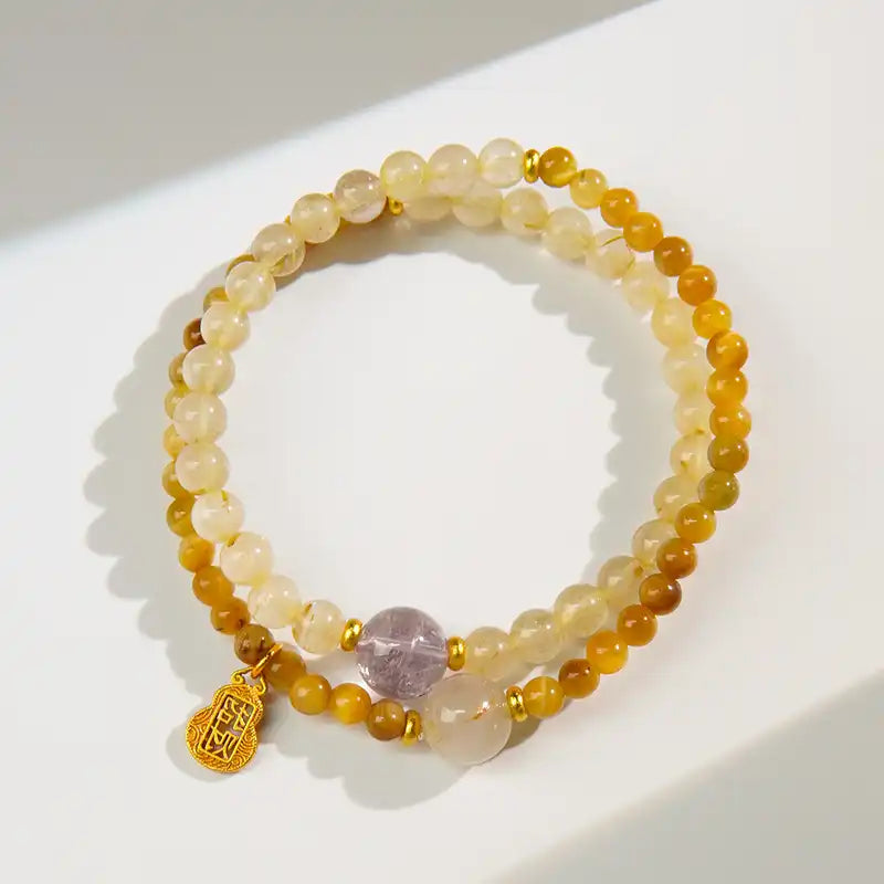 Fortune Guardian – Golden Rutilated Quartz & Tiger’s Eye Bracelet for Wealth & Protection