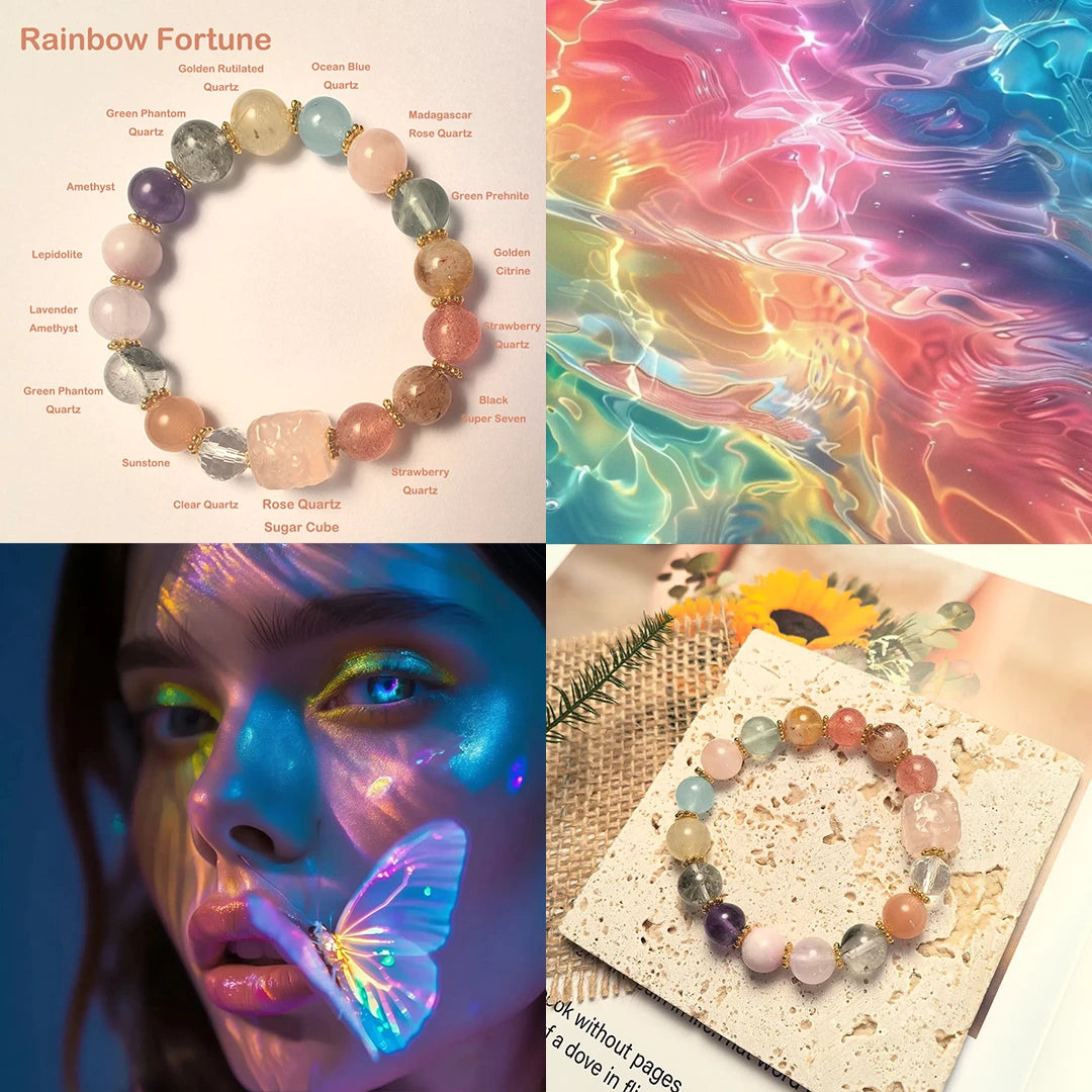 Rainbow Fortune | Multi-Stone Crystal Bracelet for Love, Abundance & Positive Energy