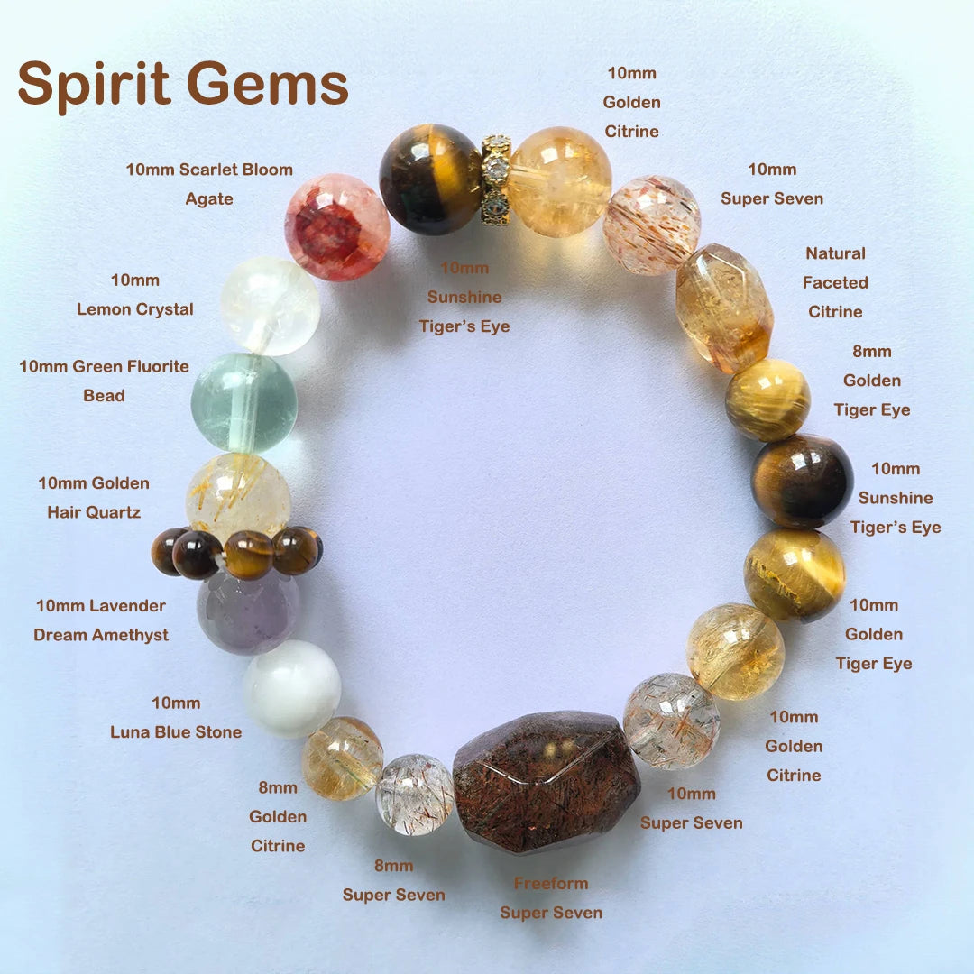 Spirit Gems - Multi-Stone Crystal Bracelet for Strength, Prosperity & Balance