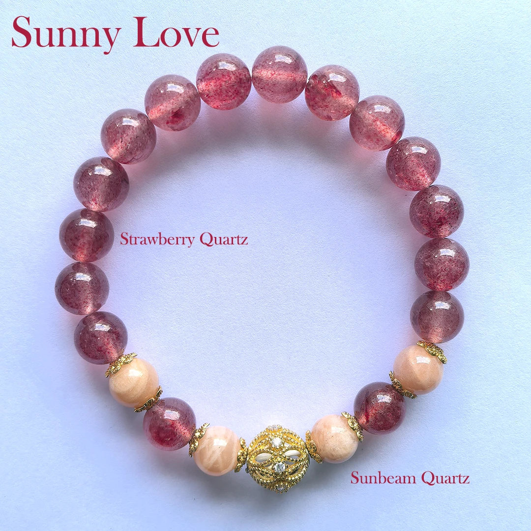 Sunny Love Strawberry Quartz Bracelet for Love & Positivity