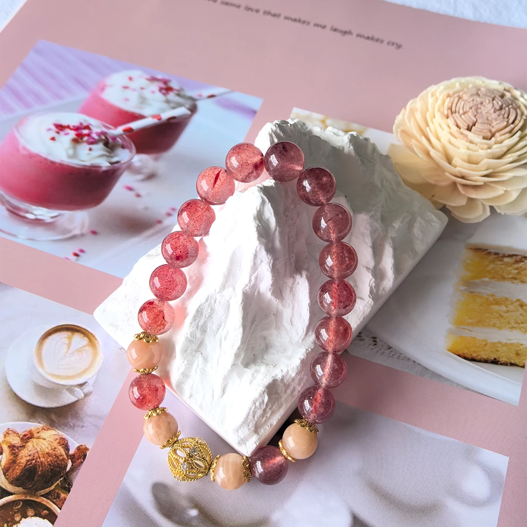 Sunny Love Strawberry Quartz Bracelet for Love & Positivity