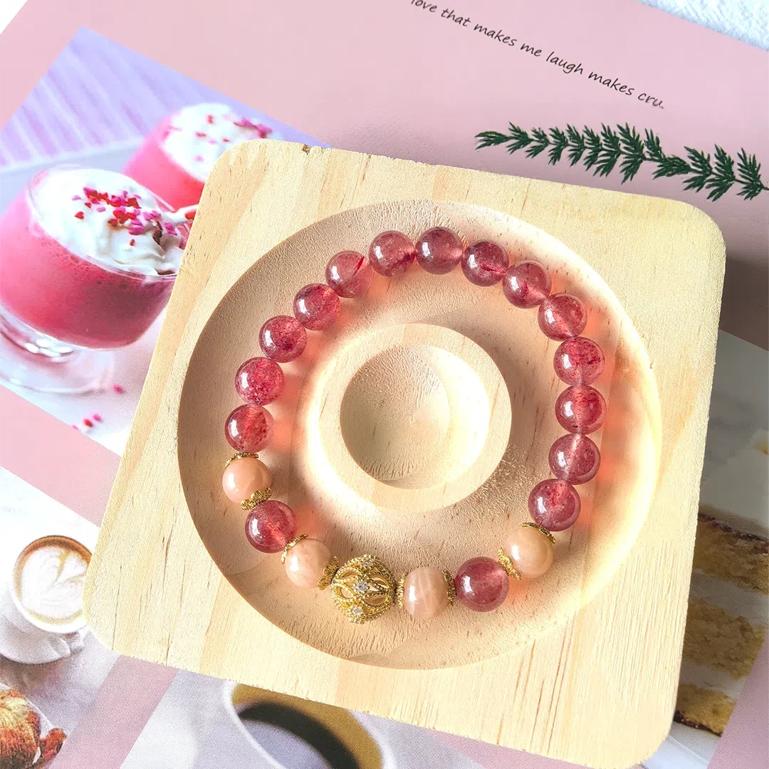 Sunny Love Strawberry Quartz Bracelet for Love & Positivity