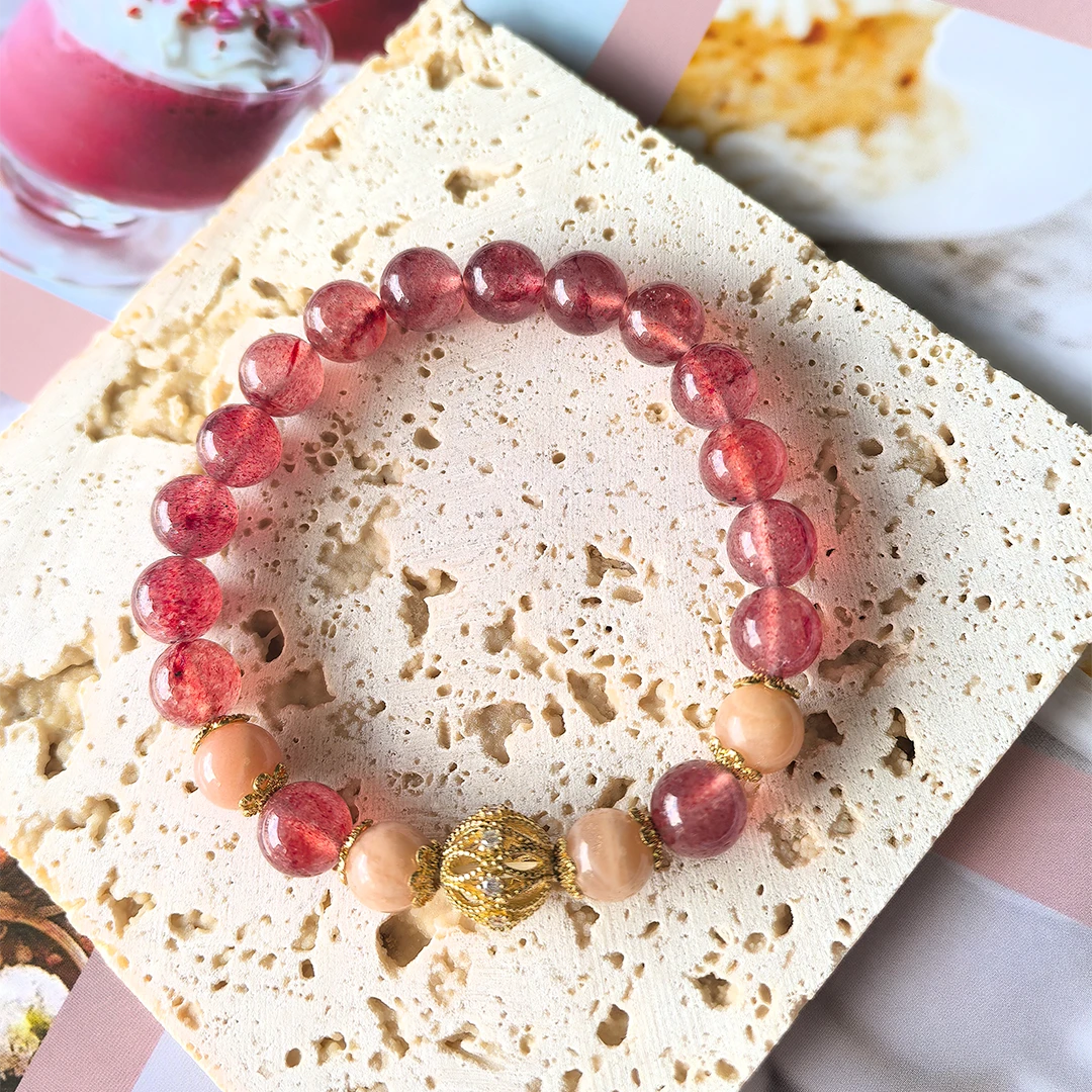 Sunny Love Strawberry Quartz Bracelet for Love & Positivity