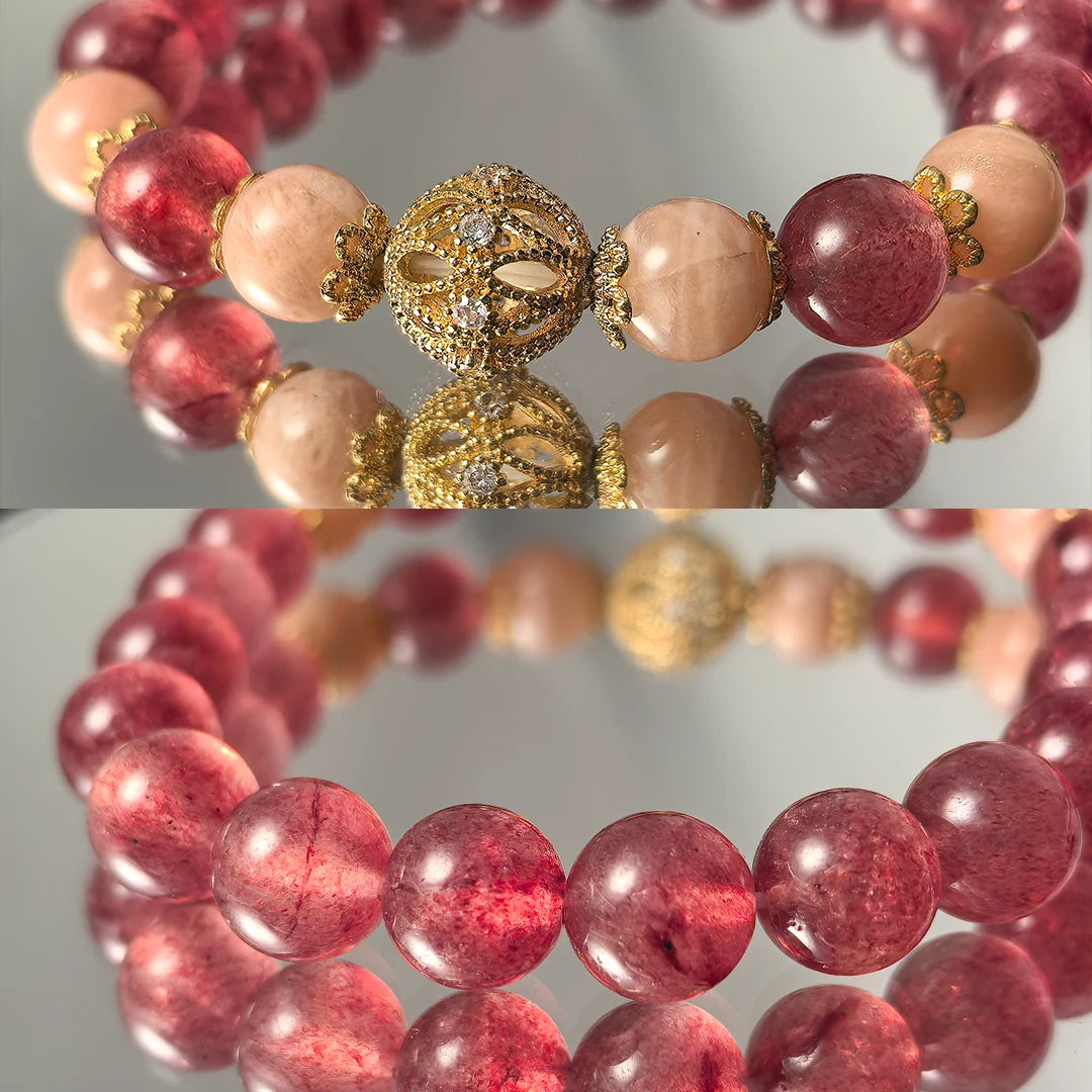 Sunny Love Strawberry Quartz Bracelet for Love & Positivity