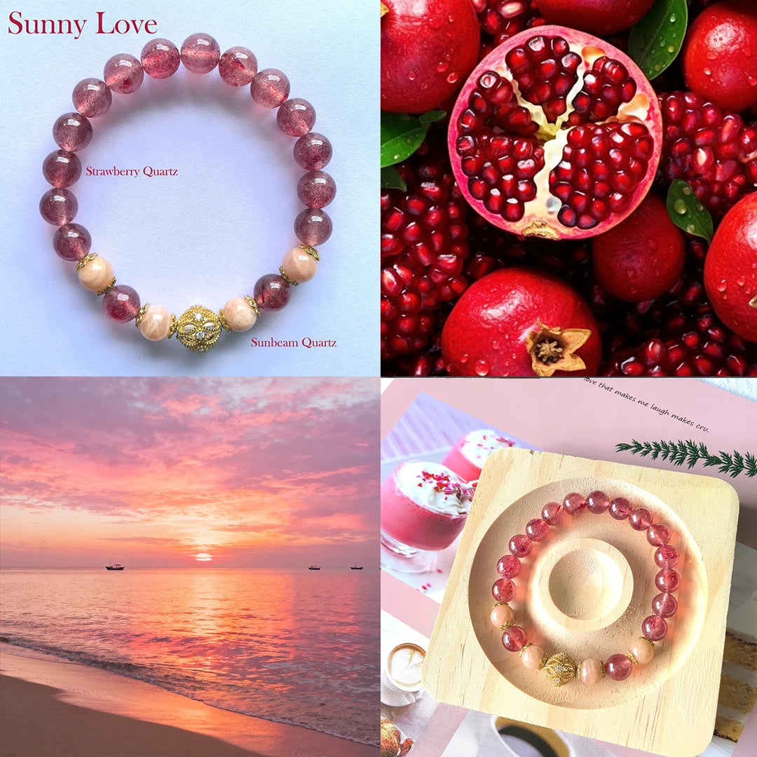 Sunny Love Strawberry Quartz Bracelet for Love & Positivity