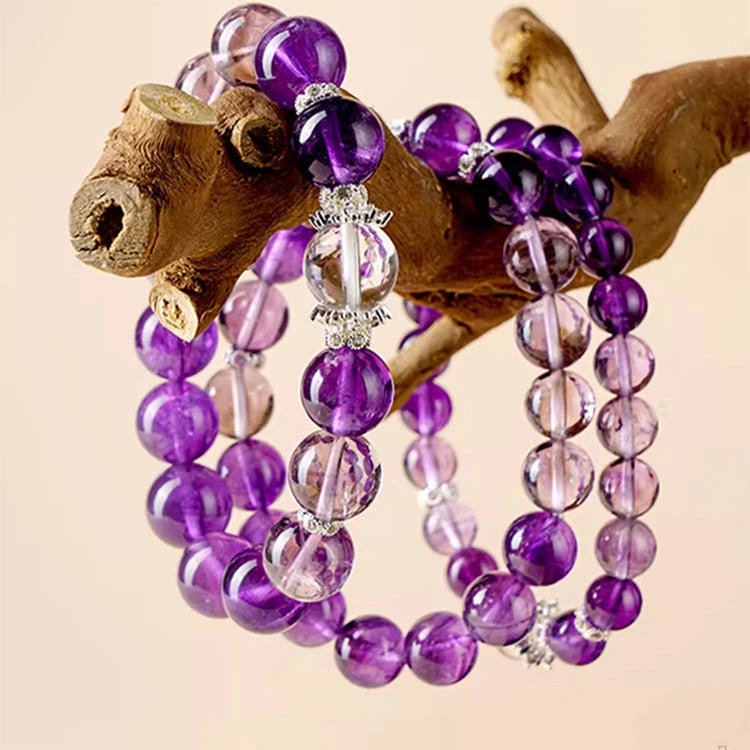 Luck & Positive Energy – Amethyst & Clear Quartz Bracelet