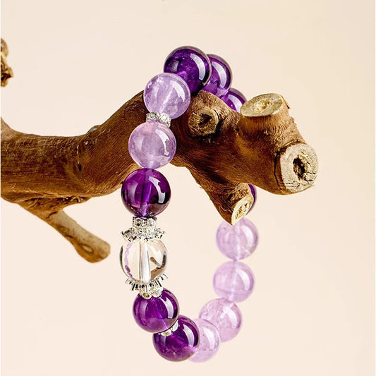 Luck & Positive Energy – Amethyst & Clear Quartz Bracelet