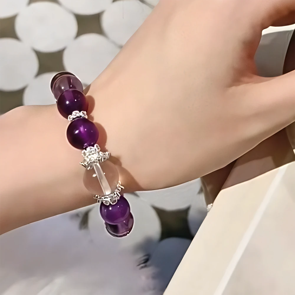 Luck & Positive Energy – Amethyst & Clear Quartz Bracelet