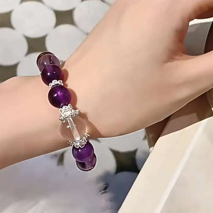 Luck & Positive Energy – Amethyst & Clear Quartz Bracelet