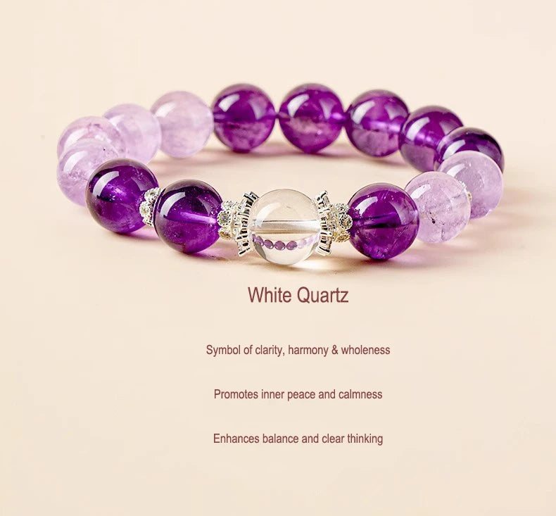 Luck & Positive Energy – Amethyst & Clear Quartz Bracelet