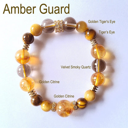 Amber Guard | Citrine & Smoky Quartz Crystal Bracelet – Strength, Protection & Prosperity