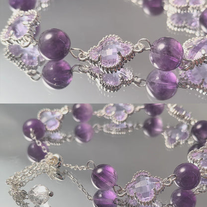 Amethyst Clover - Adjustable Amethyst Crystal Bracelet – Luck & Elegance