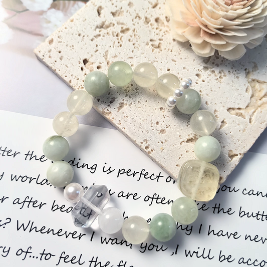 Dewdrop Glow – Serpentine & Clear Quartz Bracelet for Clarity, Renewal & Harmony