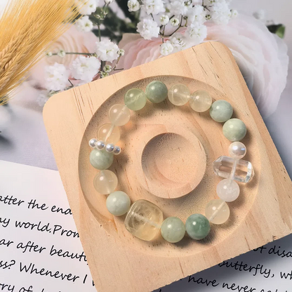 Dewdrop Glow – Serpentine & Clear Quartz Bracelet for Clarity, Renewal & Harmony
