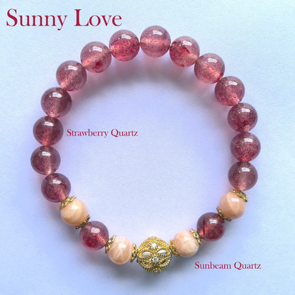 Sunny Love Strawberry Quartz Bracelet for Love & Positivity