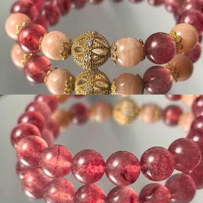 Sunny Love Strawberry Quartz Bracelet for Love & Positivity